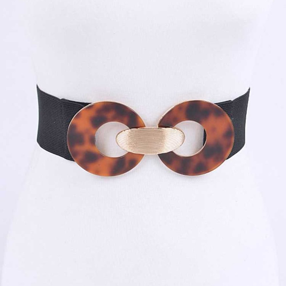 BNWT Plus Size Tortoise Buckle Leopard Buckle Elastic Stretch Fashion Belt